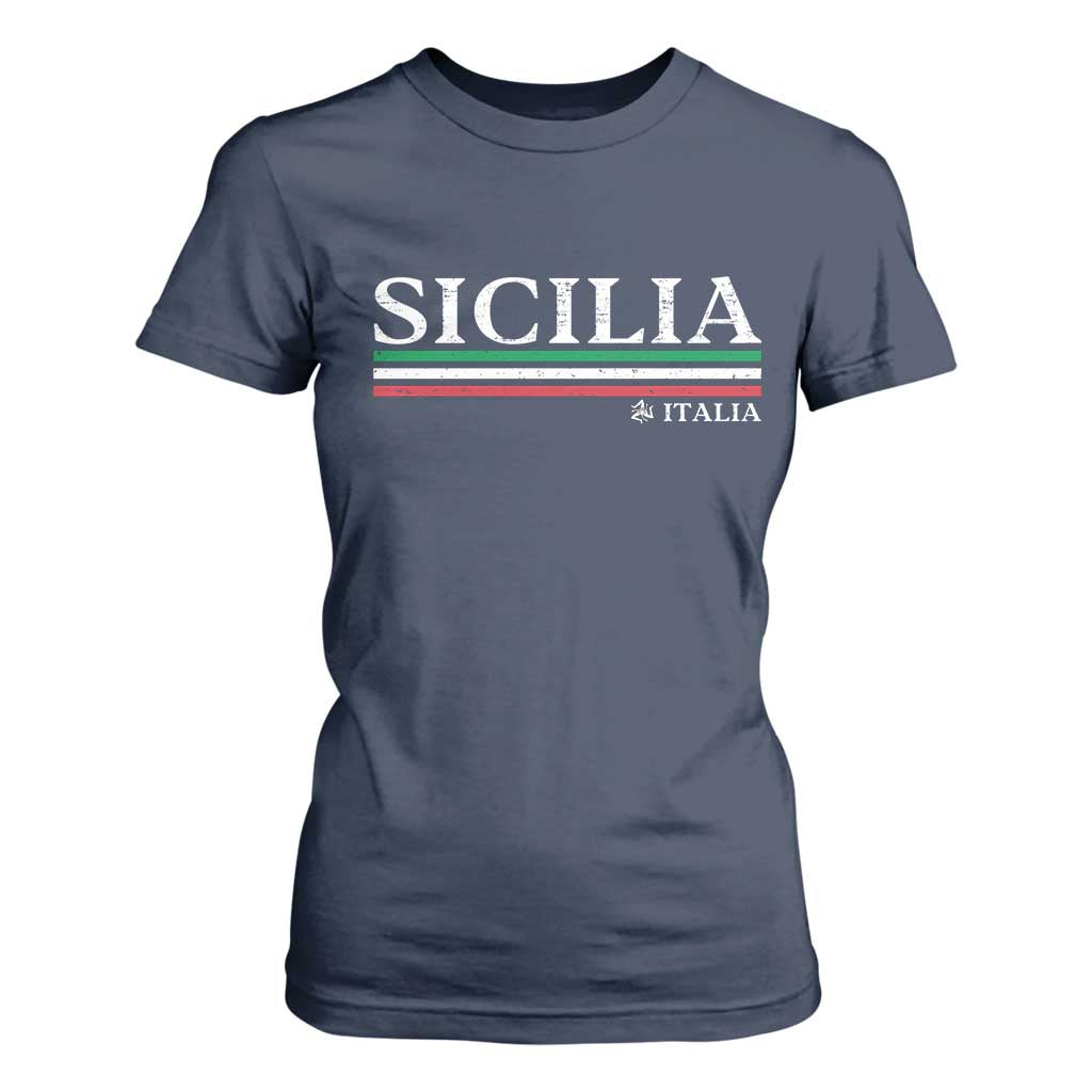 Sicily Sicilian Italian Flag Souvenirs Medusa T Shirt For Women TS11 Navy Print Your Wear