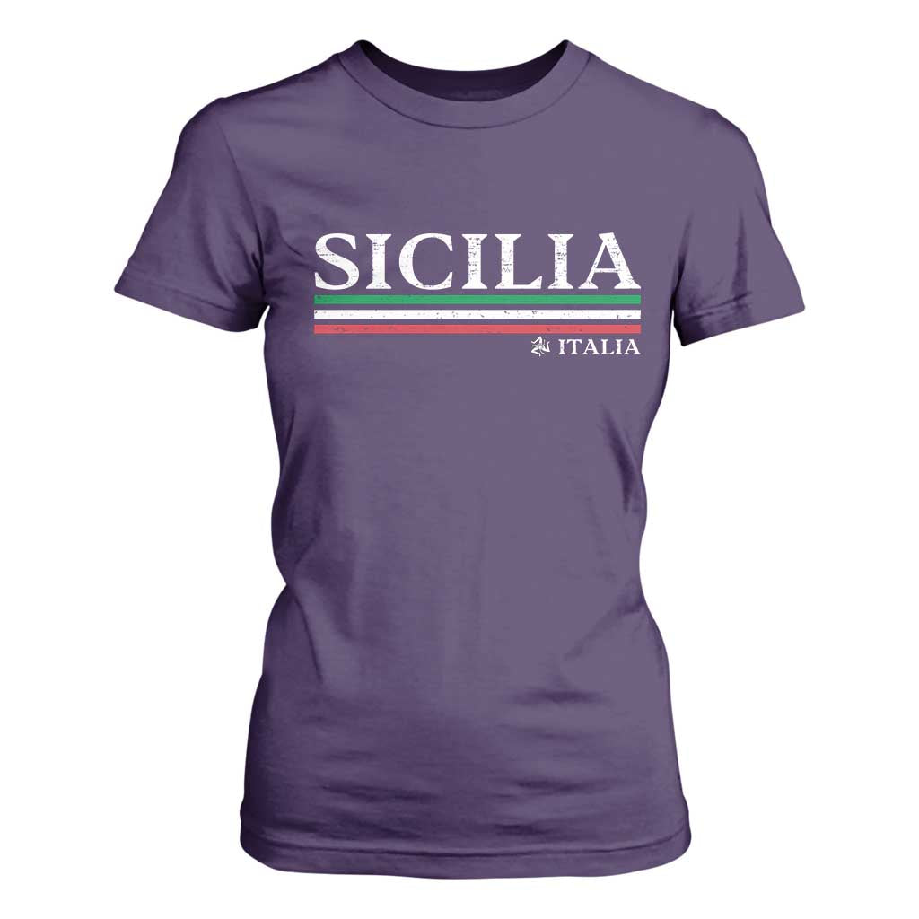 Sicily Sicilian Italian Flag Souvenirs Medusa T Shirt For Women TS11 Purple Print Your Wear