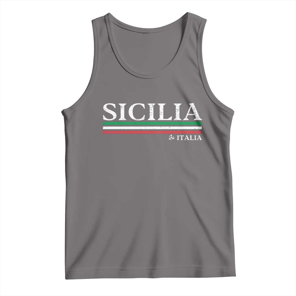 Sicily Sicilian Italian Flag Souvenirs Medusa Tank Top TS11 Deep Heather Print Your Wear