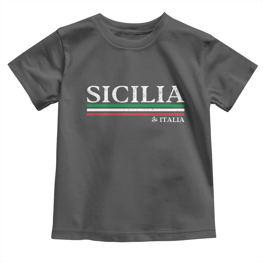 Sicily Sicilian Italian Flag Souvenirs Medusa Toddler T Shirt TS11 Dark Heather Print Your Wear