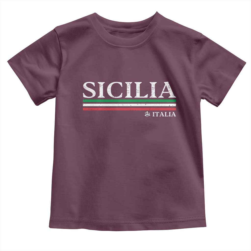 Sicily Sicilian Italian Flag Souvenirs Medusa Toddler T Shirt TS11 Maroon Print Your Wear