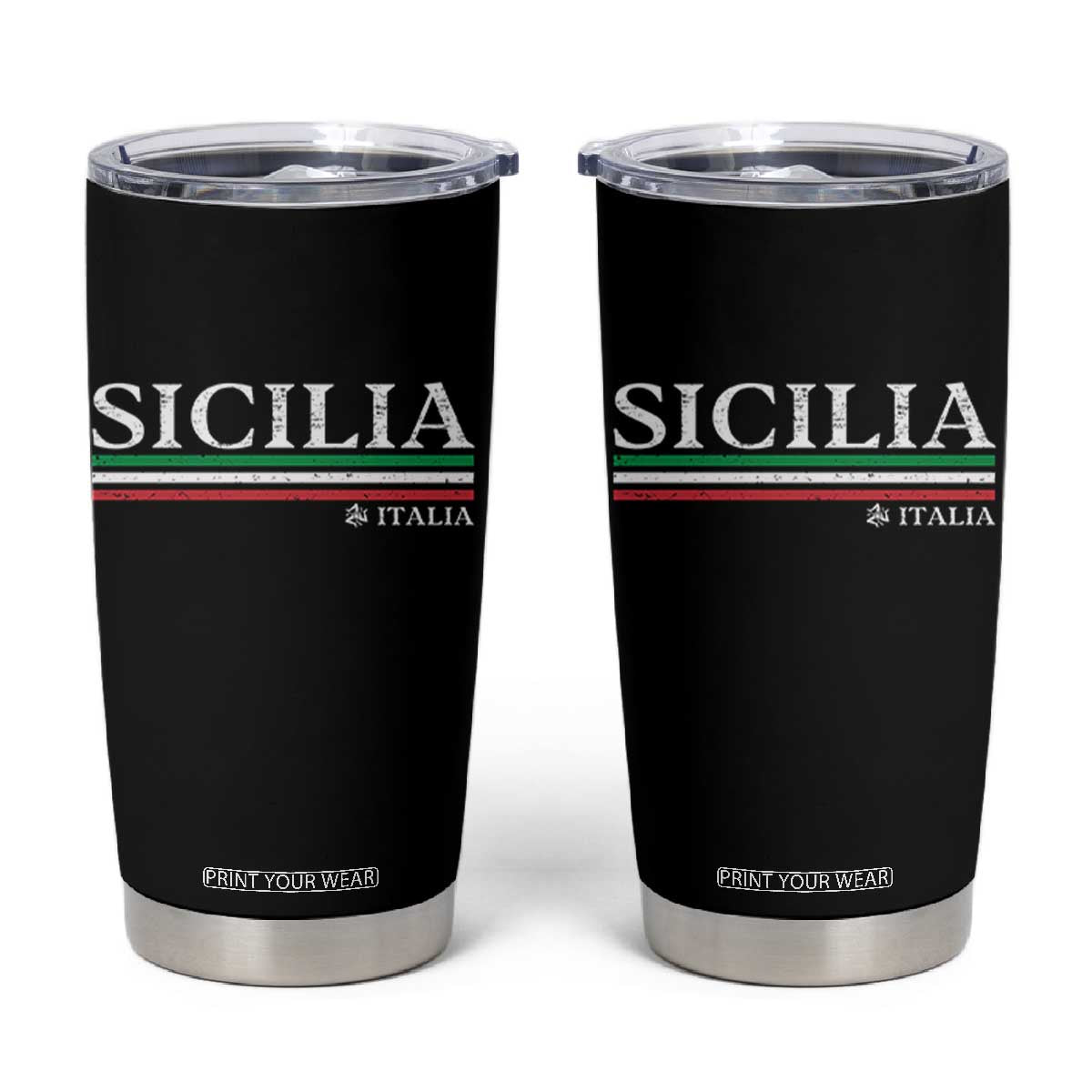 Sicily Sicilian Italian Flag Souvenirs Medusa Tumbler Cup TS11 Black Print Your Wear