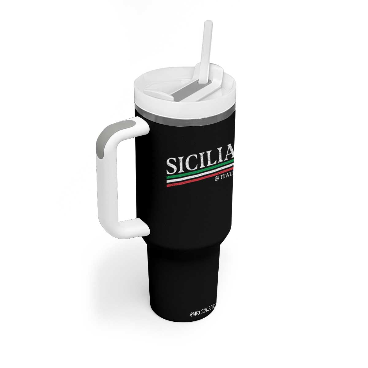 Sicily Sicilian Italian Flag Souvenirs Medusa Tumbler With Handle TS11 Print Your Wear