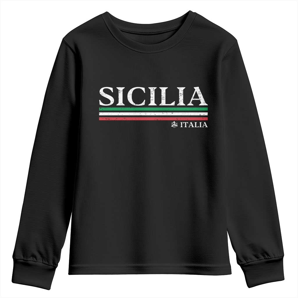Sicily Sicilian Italian Flag Souvenirs Medusa Youth Sweatshirt TS11 Black Print Your Wear