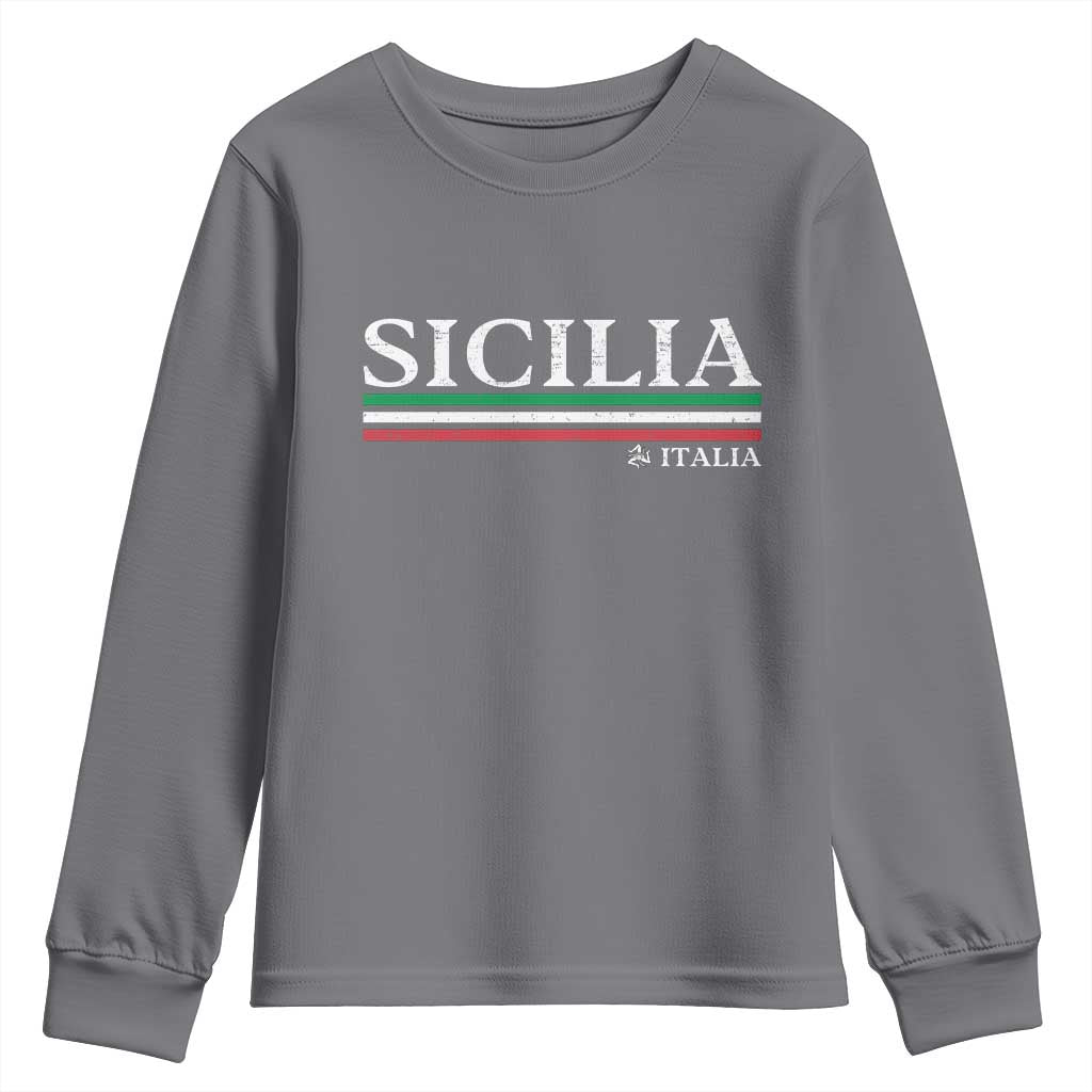 Sicily Sicilian Italian Flag Souvenirs Medusa Youth Sweatshirt TS11 Charcoal Print Your Wear