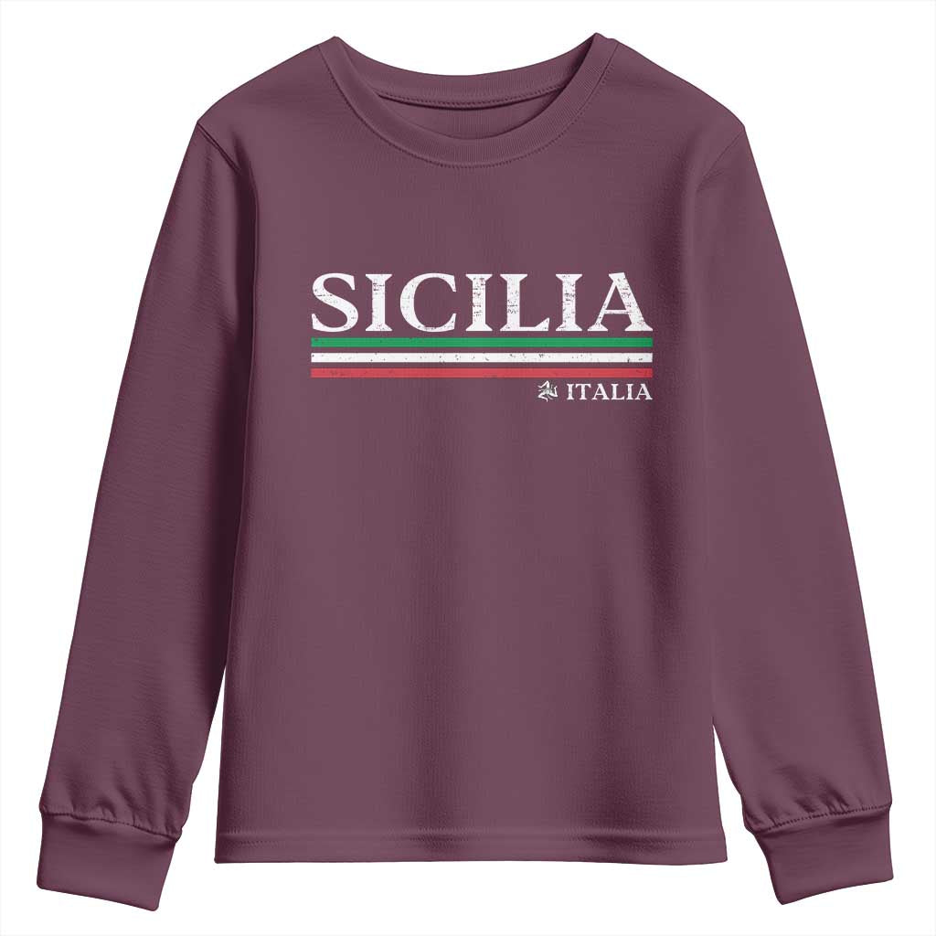 Sicily Sicilian Italian Flag Souvenirs Medusa Youth Sweatshirt TS11 Maroon Print Your Wear
