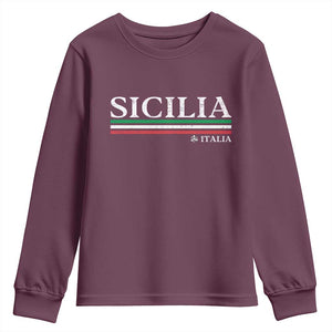Sicily Sicilian Italian Flag Souvenirs Medusa Youth Sweatshirt TS11 Maroon Print Your Wear