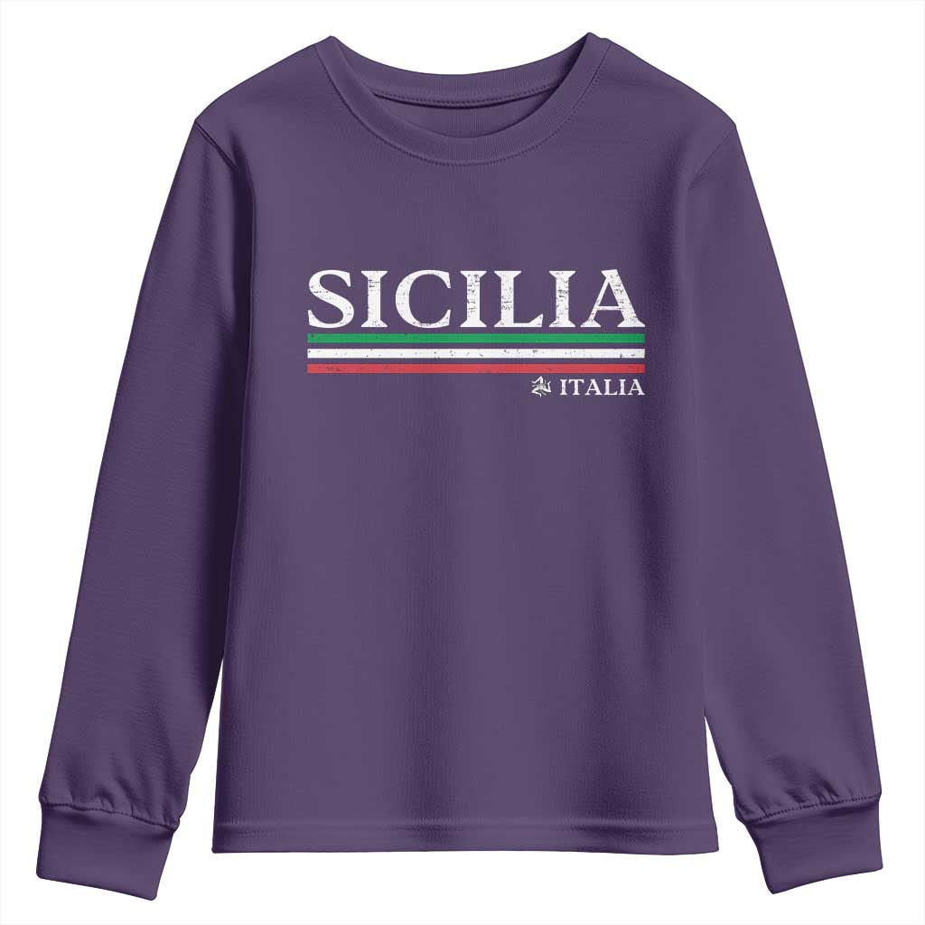 Sicily Sicilian Italian Flag Souvenirs Medusa Youth Sweatshirt TS11 Purple Print Your Wear