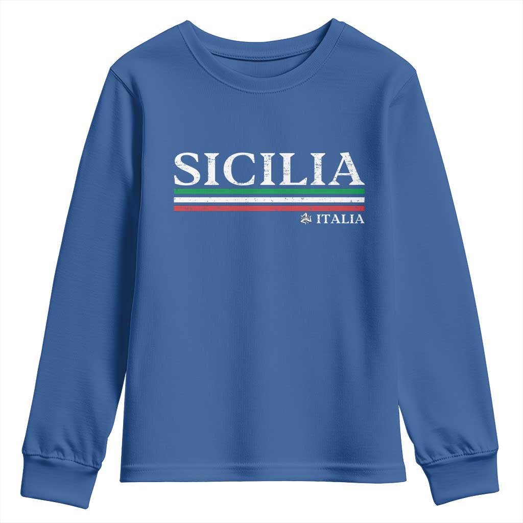 Sicily Sicilian Italian Flag Souvenirs Medusa Youth Sweatshirt TS11 Royal Blue Print Your Wear
