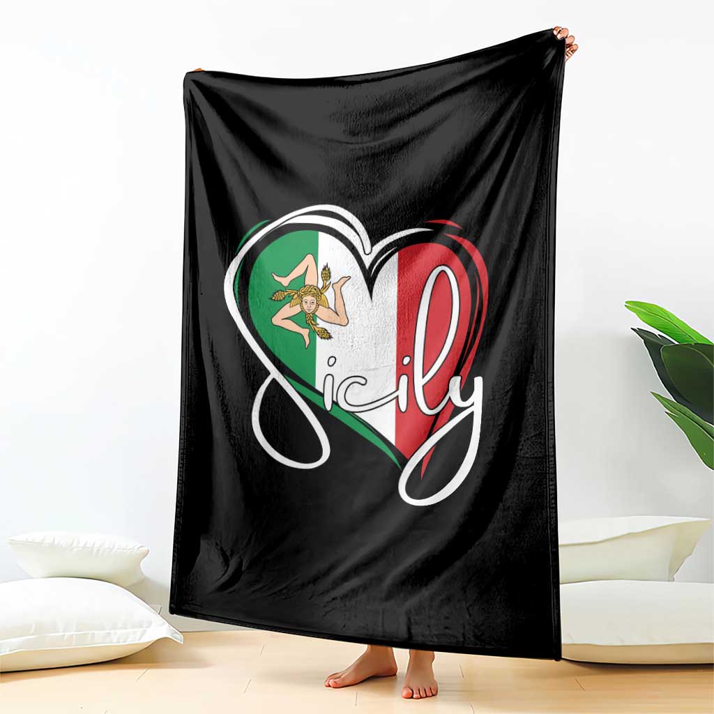 Sicily Palermo Italy Medusa Sicilia Heart Italian Flag Throw Blanket TS11 Print Your Wear