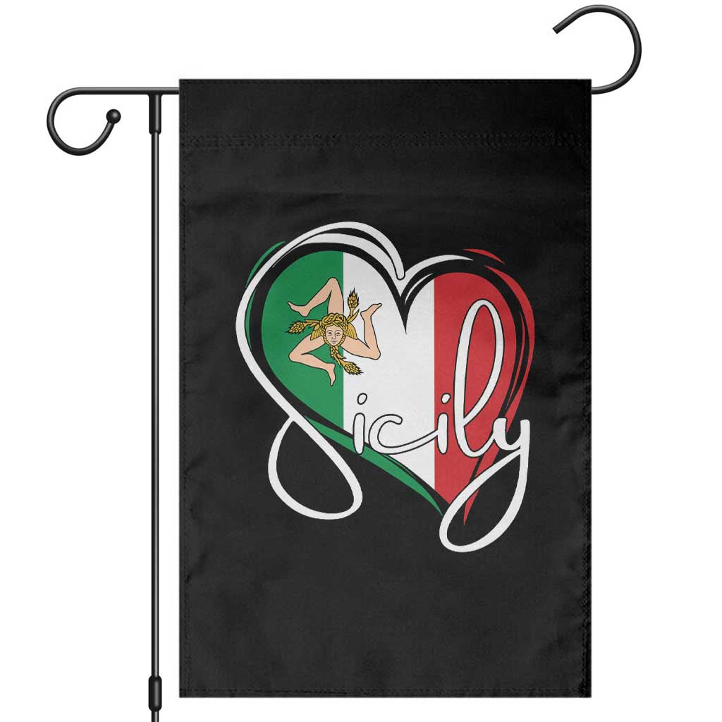 Sicily Palermo Italy Medusa Sicilia Heart Italian Flag Garden Flag TS11 Black Print Your Wear