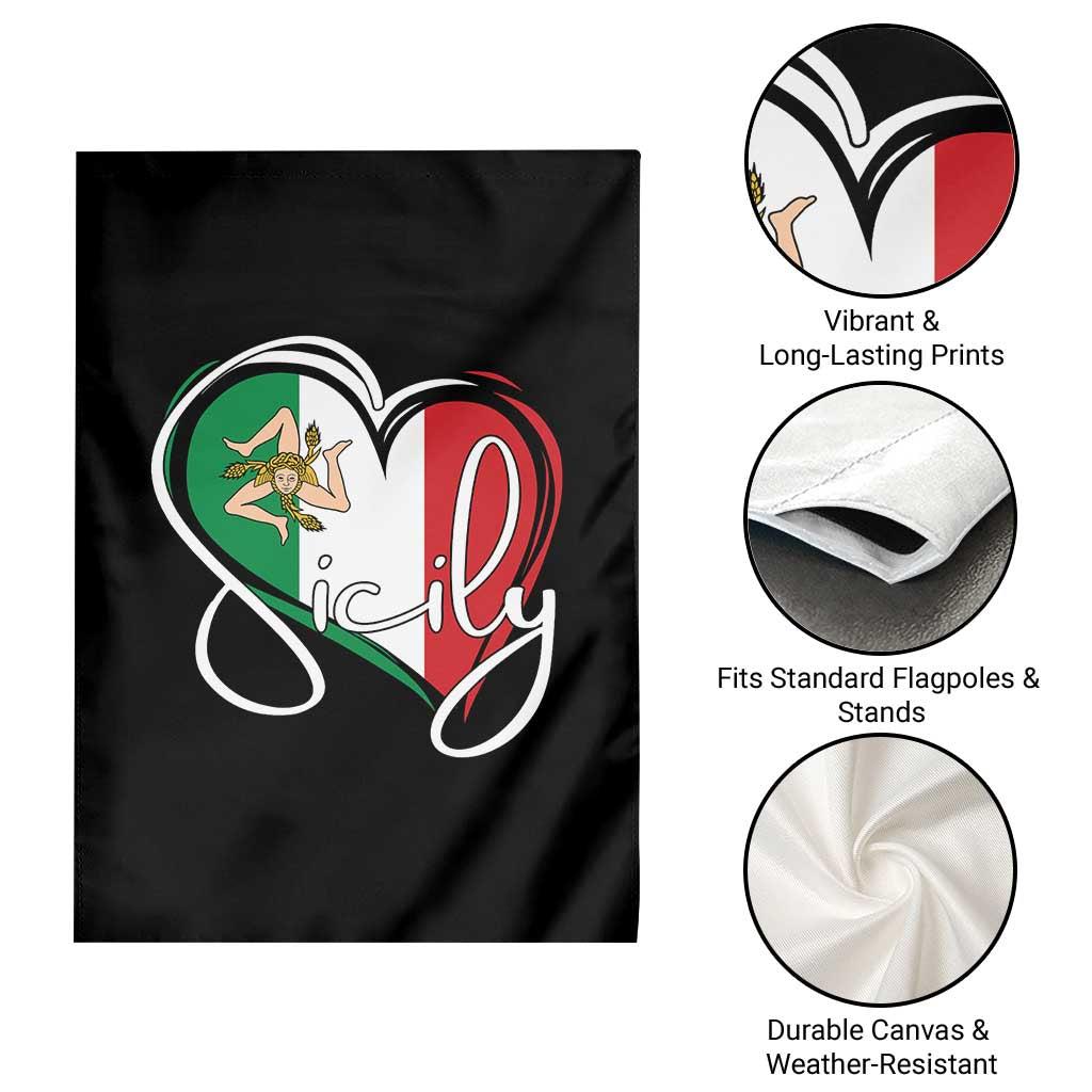 Sicily Palermo Italy Medusa Sicilia Heart Italian Flag Garden Flag TS11 Print Your Wear
