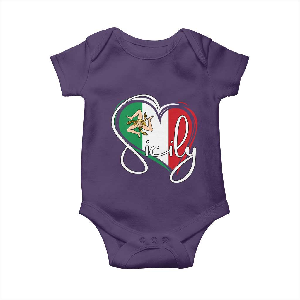 Sicily Palermo Italy Medusa Sicilia Heart Italian Flag Baby Onesie TS11 Purple Print Your Wear
