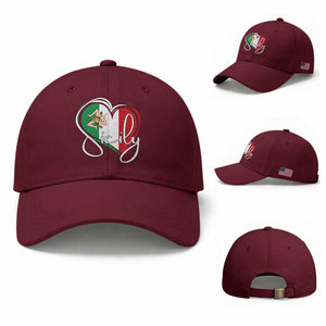 Sicily Palermo Italy Medusa Sicilia Heart Italian Flag Baseball Cap TS11 Baseball Cap Universal Fit Maroon Print Your Wear
