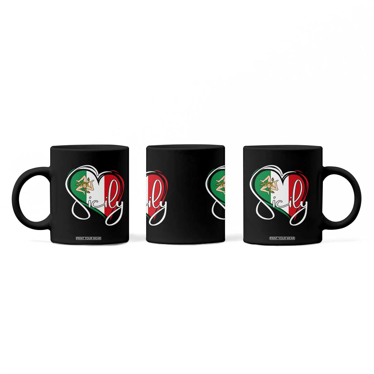 Sicily Palermo Italy Medusa Sicilia Heart Italian Flag Coffee Mug TS11 Print Your Wear
