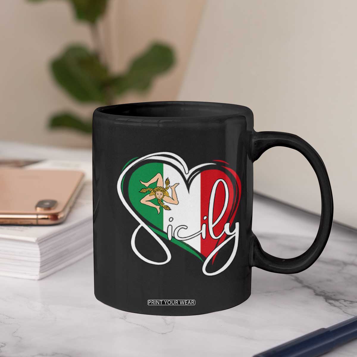 Sicily Palermo Italy Medusa Sicilia Heart Italian Flag Coffee Mug TS11 Print Your Wear