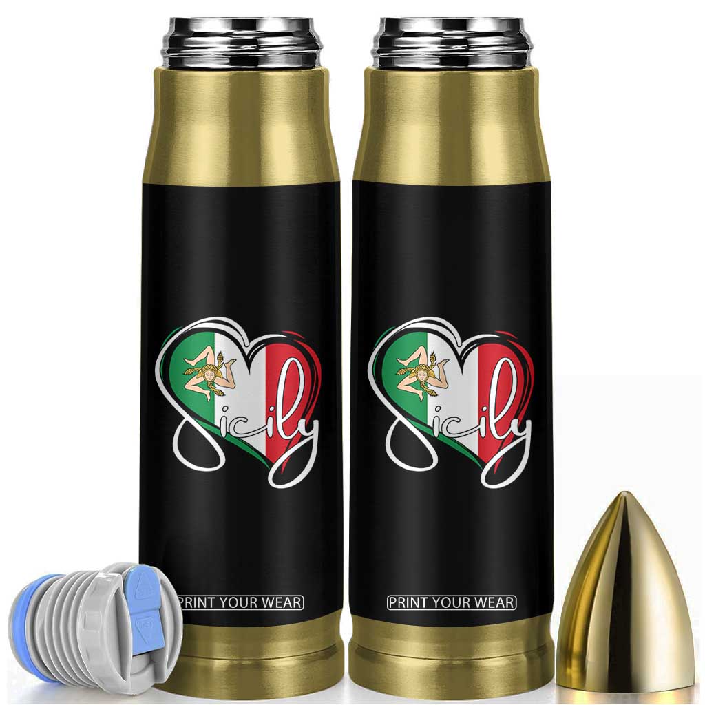 Sicily Palermo Italy Medusa Sicilia Heart Italian Flag Bullet Tumbler TS11 Black Print Your Wear