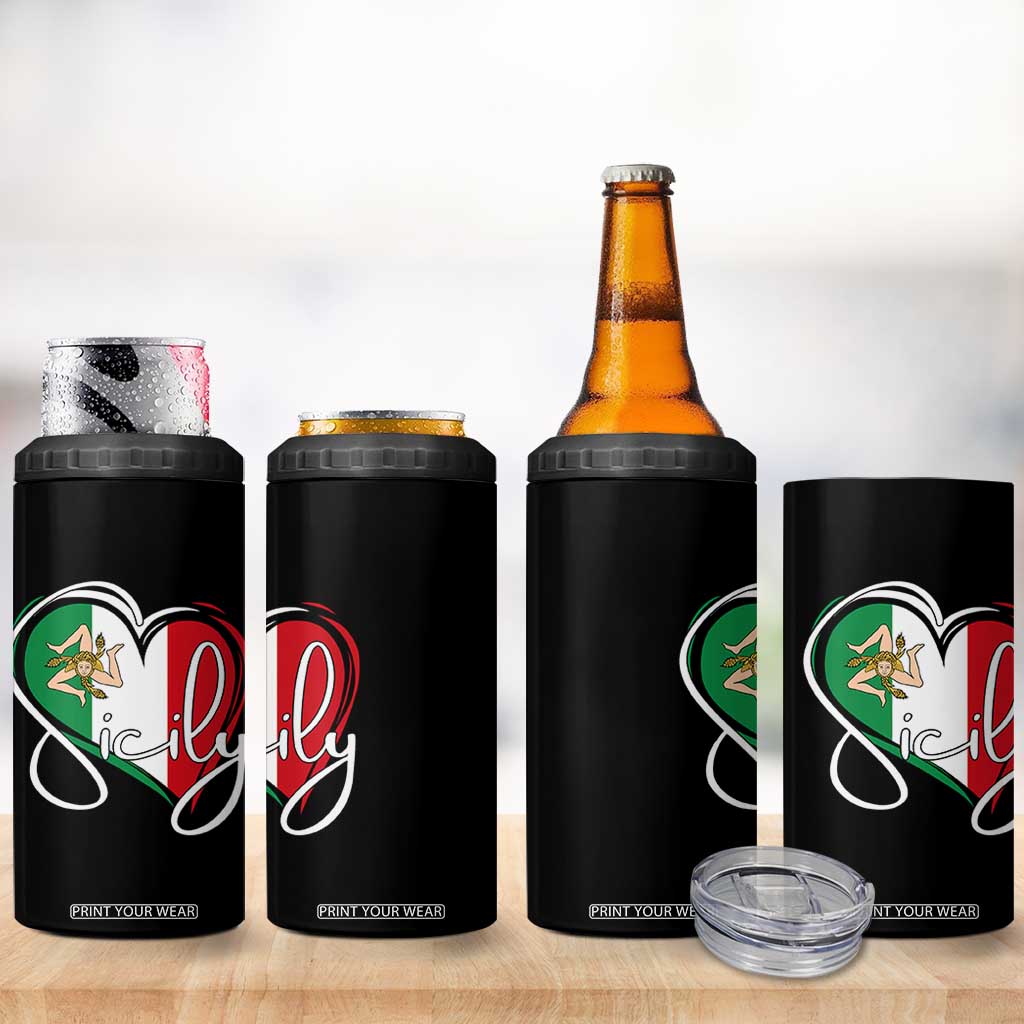 Sicily Palermo Italy Medusa Sicilia Heart Italian Flag 4 in 1 Can Cooler Tumbler TS11 Print Your Wear