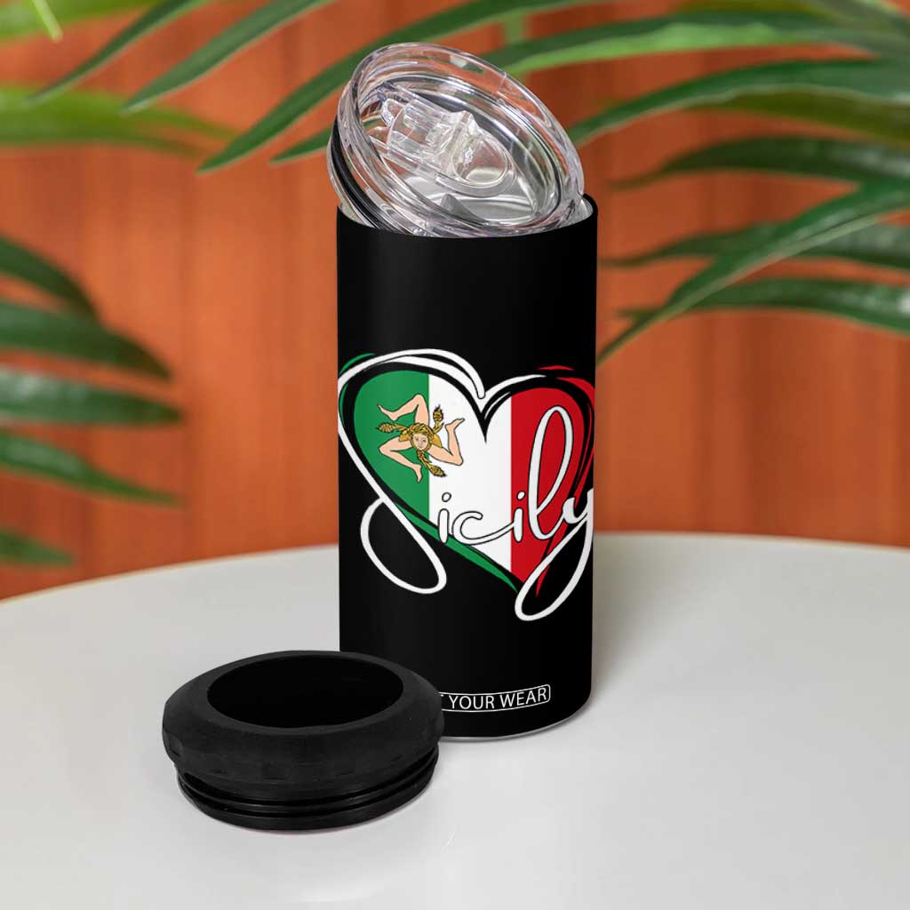 Sicily Palermo Italy Medusa Sicilia Heart Italian Flag 4 in 1 Can Cooler Tumbler TS11 Print Your Wear