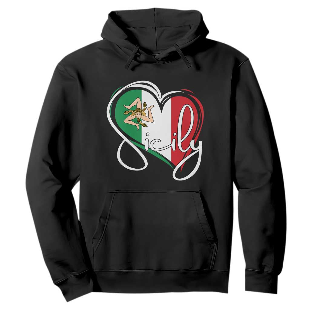 Sicily Palermo Italy Medusa Sicilia Heart Italian Flag Hoodie TS11 Black Print Your Wear