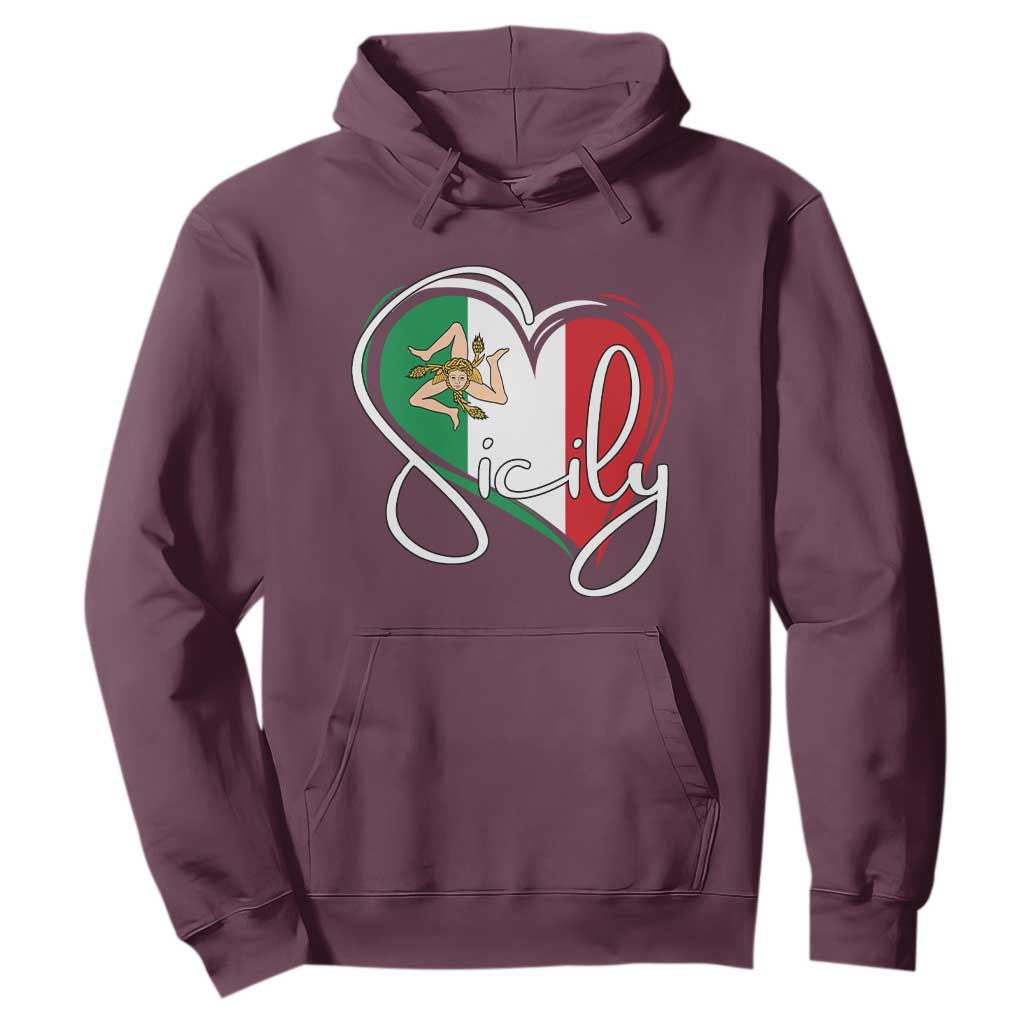 Sicily Palermo Italy Medusa Sicilia Heart Italian Flag Hoodie TS11 Maroon Print Your Wear