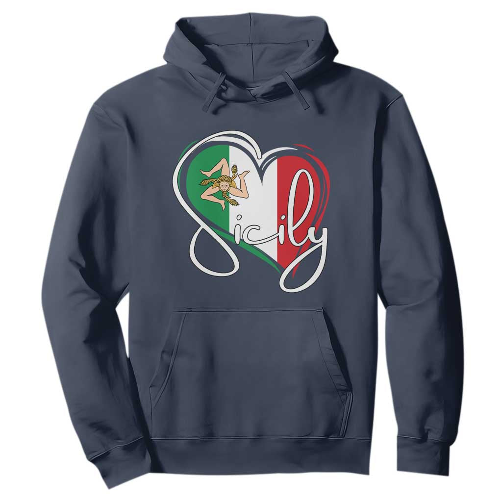 Sicily Palermo Italy Medusa Sicilia Heart Italian Flag Hoodie TS11 Navy Print Your Wear