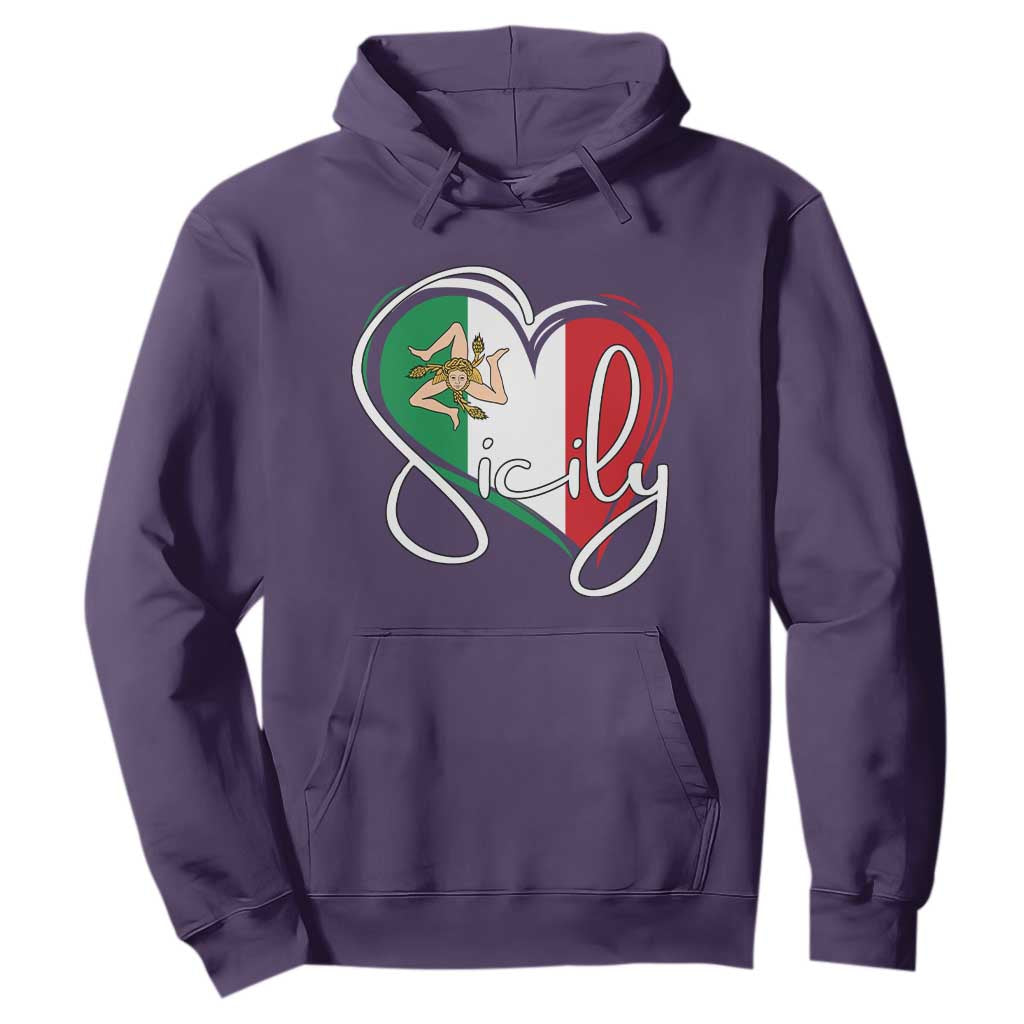 Sicily Palermo Italy Medusa Sicilia Heart Italian Flag Hoodie TS11 Purple Print Your Wear