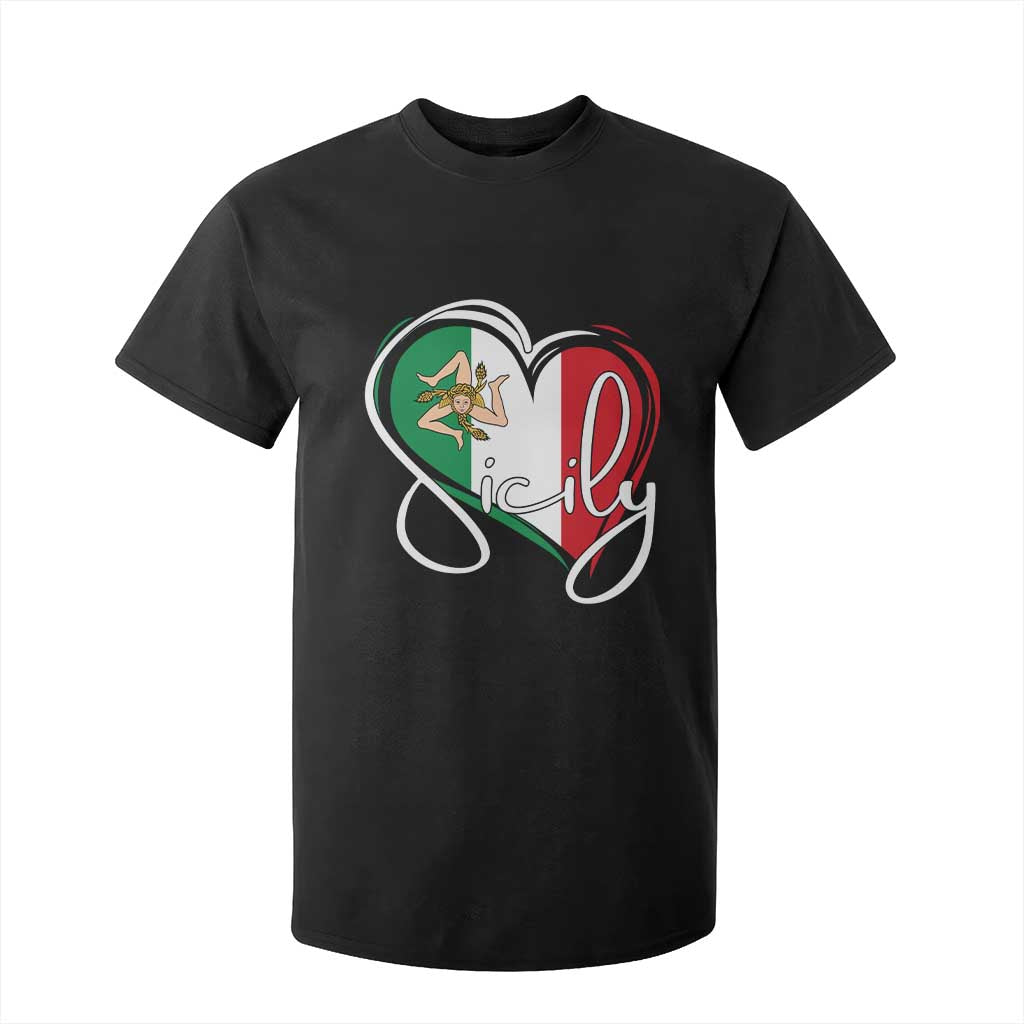 Sicily Palermo Italy Medusa Sicilia Heart Italian Flag T Shirt For Kid TS11 Black Print Your Wear