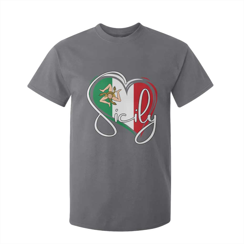 Sicily Palermo Italy Medusa Sicilia Heart Italian Flag T Shirt For Kid TS11 Charcoal Print Your Wear