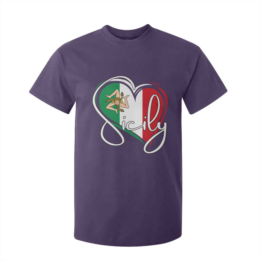 Sicily Palermo Italy Medusa Sicilia Heart Italian Flag T Shirt For Kid TS11 Purple Print Your Wear