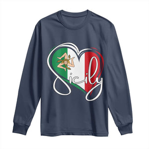 Sicily Palermo Italy Medusa Sicilia Heart Italian Flag Long Sleeve Shirt TS11 Navy Print Your Wear