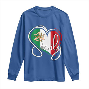 Sicily Palermo Italy Medusa Sicilia Heart Italian Flag Long Sleeve Shirt TS11 Royal Blue Print Your Wear