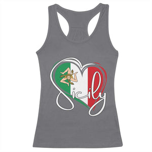 Sicily Palermo Italy Medusa Sicilia Heart Italian Flag Racerback Tank Top TS11 Charcoal Print Your Wear