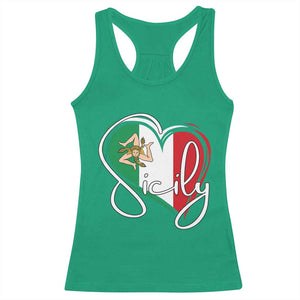 Sicily Palermo Italy Medusa Sicilia Heart Italian Flag Racerback Tank Top TS11 Irish Green Print Your Wear