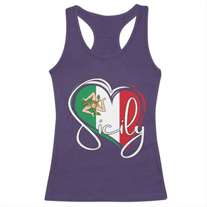 Sicily Palermo Italy Medusa Sicilia Heart Italian Flag Racerback Tank Top TS11 Purple Print Your Wear