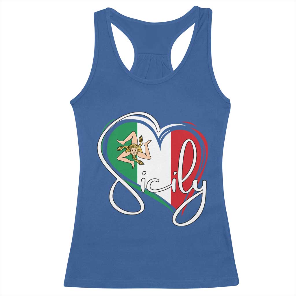 Sicily Palermo Italy Medusa Sicilia Heart Italian Flag Racerback Tank Top TS11 Royal Blue Print Your Wear