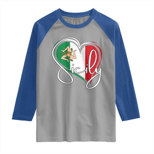 Sicily Palermo Italy Medusa Sicilia Heart Italian Flag Raglan Shirt TS11 Sport Gray Royal Print Your Wear