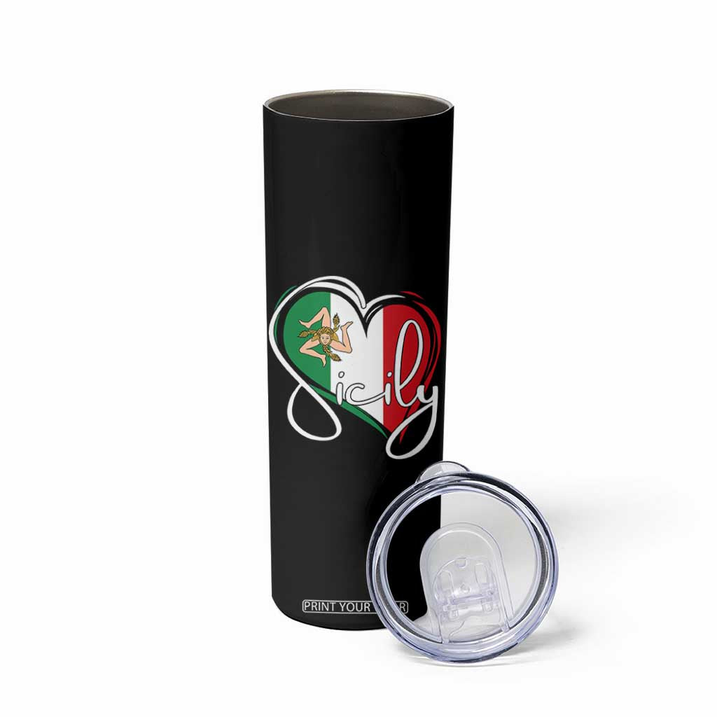 Sicily Palermo Italy Medusa Sicilia Heart Italian Flag Skinny Tumbler TS11 Print Your Wear