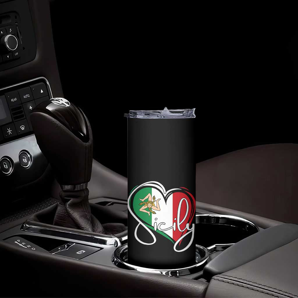 Sicily Palermo Italy Medusa Sicilia Heart Italian Flag Skinny Tumbler TS11 Print Your Wear