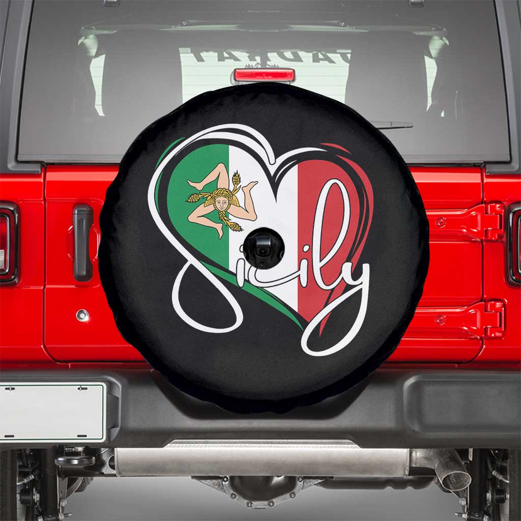 Sicily Palermo Italy Medusa Sicilia Heart Italian Flag Spare Tire Cover TS11 Black Print Your Wear