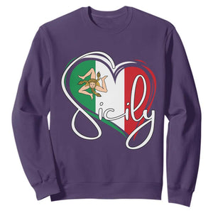 Sicily Palermo Italy Medusa Sicilia Heart Italian Flag Sweatshirt TS11 Purple Print Your Wear