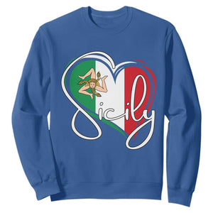 Sicily Palermo Italy Medusa Sicilia Heart Italian Flag Sweatshirt TS11 Royal Blue Print Your Wear