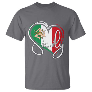 Sicily Palermo Italy Medusa Sicilia Heart Italian Flag T Shirt TS11 Charcoal Print Your Wear