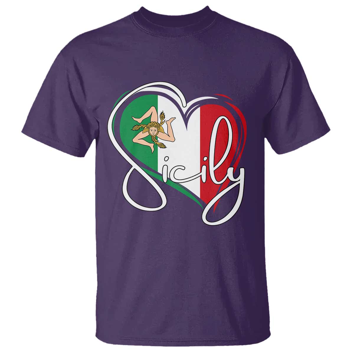 Sicily Palermo Italy Medusa Sicilia Heart Italian Flag T Shirt TS11 Purple Print Your Wear