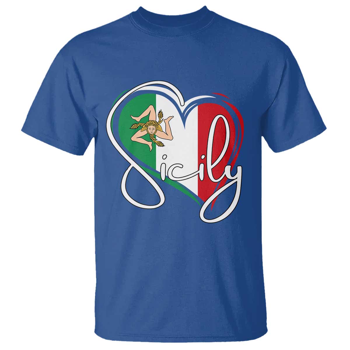 Sicily Palermo Italy Medusa Sicilia Heart Italian Flag T Shirt TS11 Royal Blue Print Your Wear