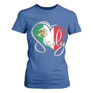 Sicily Palermo Italy Medusa Sicilia Heart Italian Flag T Shirt For Women TS11 Royal Blue Print Your Wear