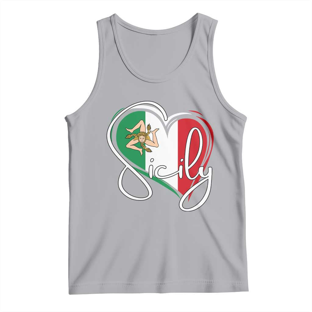 Sicily Palermo Italy Medusa Sicilia Heart Italian Flag Tank Top TS11 Athletic Heather Print Your Wear