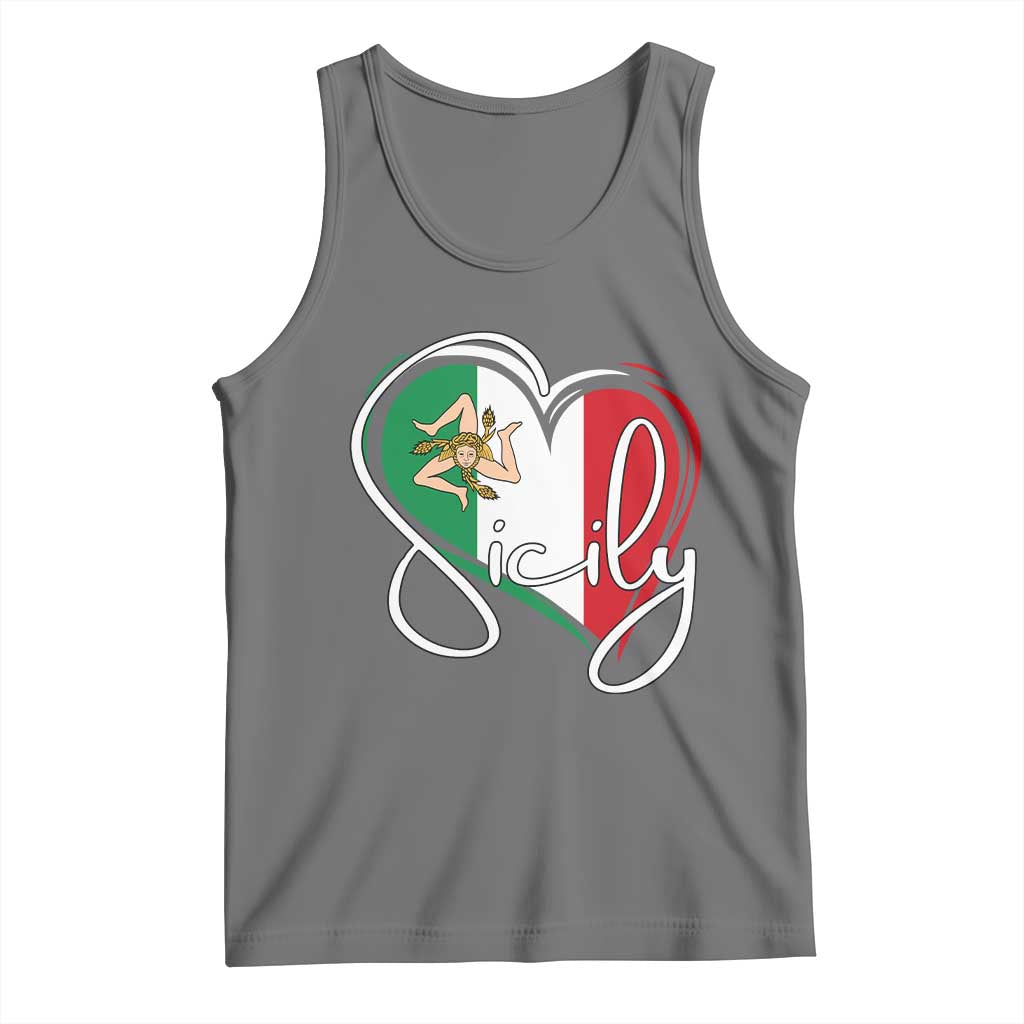 Sicily Palermo Italy Medusa Sicilia Heart Italian Flag Tank Top TS11 Black Heather Print Your Wear