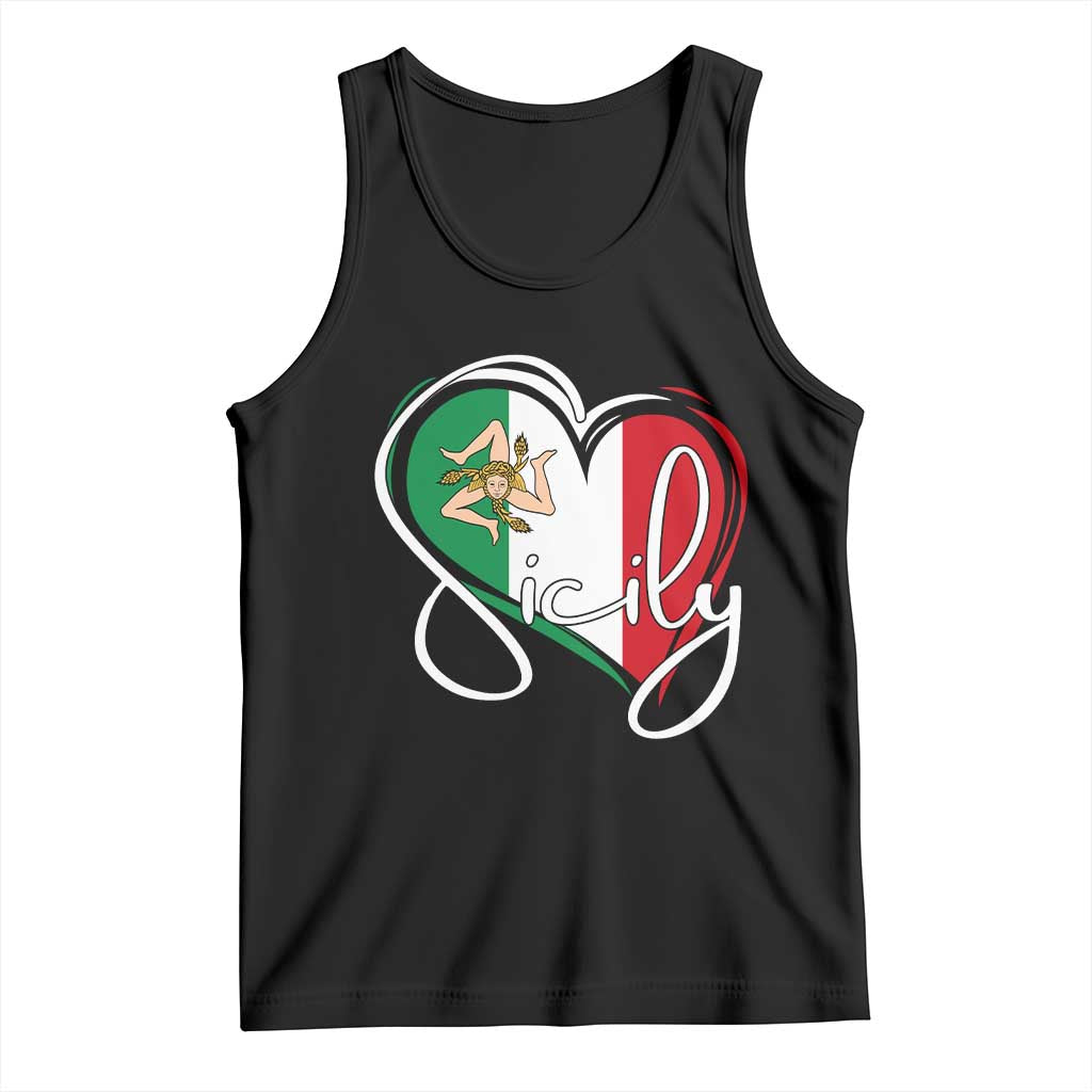Sicily Palermo Italy Medusa Sicilia Heart Italian Flag Tank Top TS11 Black Print Your Wear