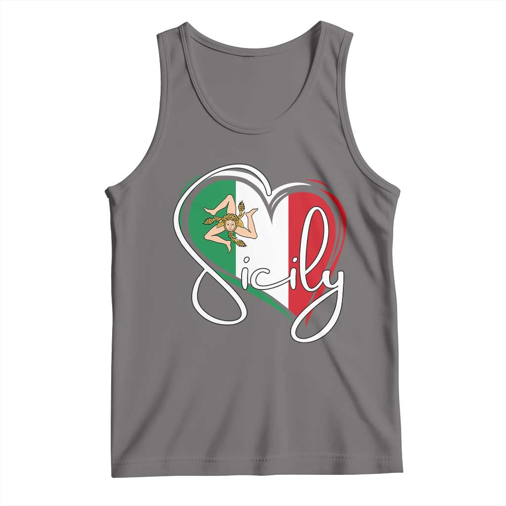 Sicily Palermo Italy Medusa Sicilia Heart Italian Flag Tank Top TS11 Deep Heather Print Your Wear